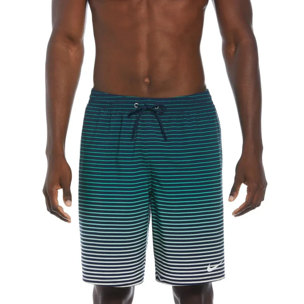 Nike Swim Trunks Men's Large Navy Stretch Fade Stripe Drawstring Waist FTS986